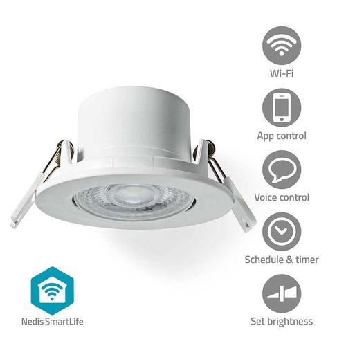 SmartLife Ceiling Light | Wi-Fi | Warm to Cool White | Round | Diameter: 52 mm | 68 - 74 mm | 360 lm | 2700 - 6500 K | IP20 | Energy class: F | Android™ / IOS WIFILCS10WT 5412810419401