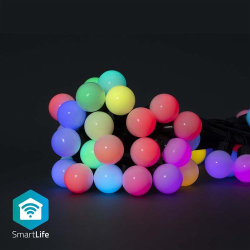 Smart LED lighting string, 230Vac, 10,8m, 48 x Ø30mm LED, RGB+, Wi-Fi, SmartLife WIFILP02C48 5412810404292