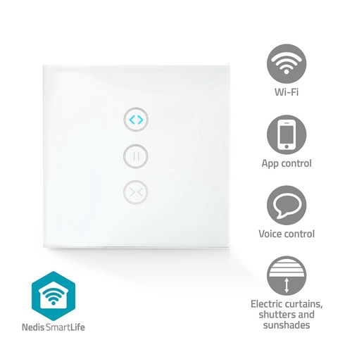 SmartLife Wall Switch | Wi-Fi | Curtain / Shutter / Sunshade | Wall Mount | 300 W | Android™ / IOS | Glass | White WIFIWC10WT 5412810272839