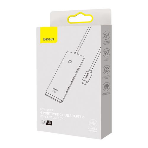 Šakotuvas USB-C 4 prievadų (USB 3.0) 25cm, juodas WKQX030301 6932172606244