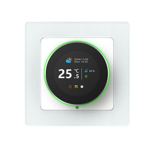 Išmanus, sieninis termostatas grindų termo pavaroms su ratuku, Wi-Fi, TUYA WT20R-WH-3A-W