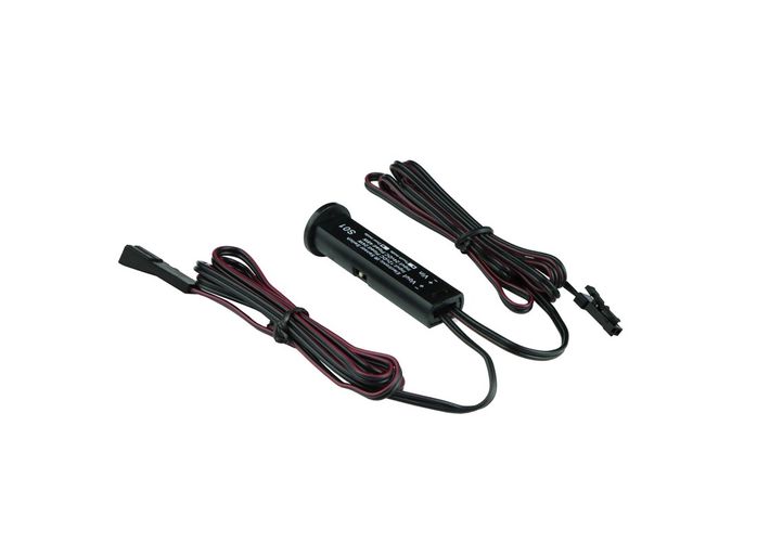 LED jungiklis 12-24Vdc, 2A, su IR jutikliu, baldinis, įleidžiamas Ø14mm, dviejų funkcijų, juodas WYL-IR-S01-24W