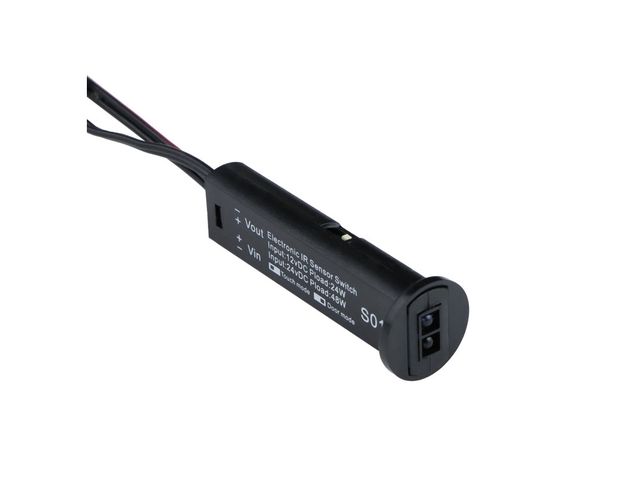 LED jungiklis 12-24Vdc, 2A, su IR jutikliu, baldinis, įleidžiamas Ø14mm, dviejų funkcijų, juodas WYL-IR-S01-24W