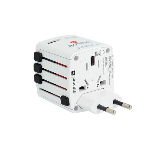 Двойное зарядное устройство USB 110/250V 2 USB x 5V 2400 mA, SKROSS SKR/1302330 7640166323266