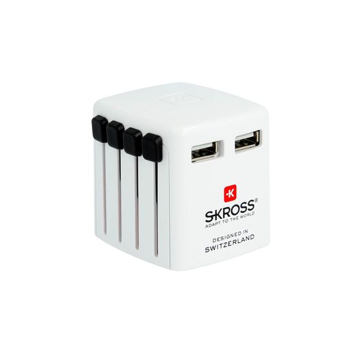 Двойное зарядное устройство USB 110/250V 2 USB x 5V 2400 mA, SKROSS SKR/1302330 7640166323266