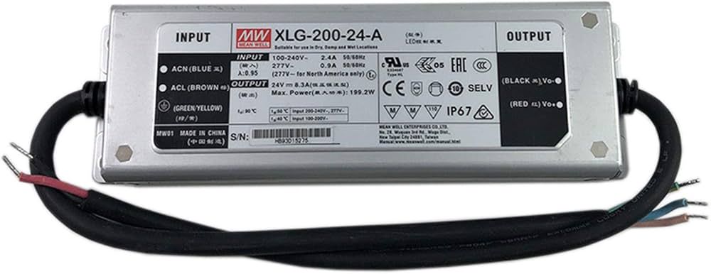 Switched-mode power supply LED 24V 200W 8.3A, IP67, dimmable, MEAN WELL, XLG-200-24-A MWXLG20024A