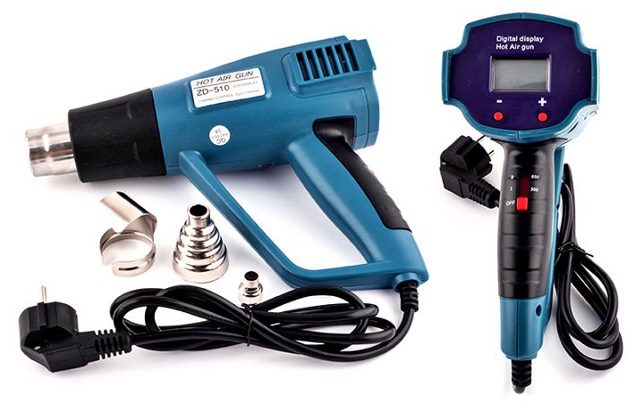 Hot Air Gun with Temperature Control 230V 1500W 100-650°C, Zhongdi ZD-510