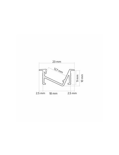 Profilis aliuminis juodas LED juostoms, su matiniu dangteliu, įleidžiamas, kampinis, ZENOLINE, 2m ZENOLINE-OP-2M-B 5908293400185