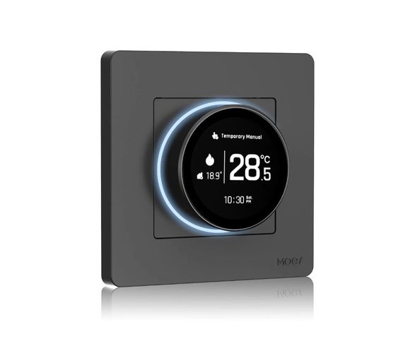 Išmanus, sieninis termostatas grindų termo pavaroms su ratuku, tamsiai pilkas, ZigBee, TUYA ZHT-SR-GA-GY-MS 6974246478487
