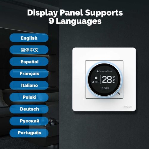 Išmanus, sieninis termostatas grindų termo pavaroms su ratuku, baltas, ZigBee, TUYA ZHT-SR-GA-WH-MS 6974246478494