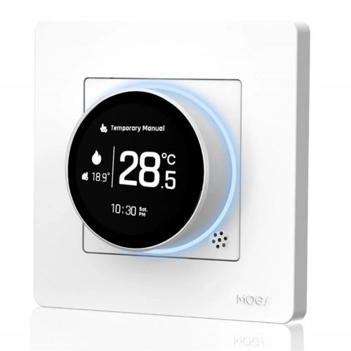 Išmanus, sieninis termostatas grindų termo pavaroms su ratuku, baltas, ZigBee, TUYA ZHT-SR-GA-WH-MS 6974246478494