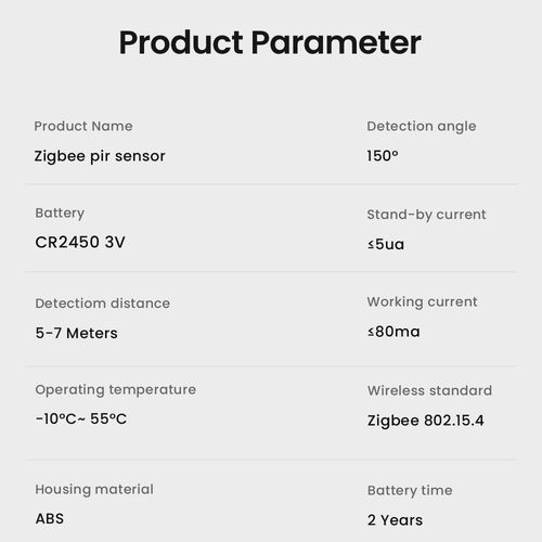 Умный датчик движения ZigBee, 2x AAA, TUYA / Smart Life, CR2450 ZMS01 6976037361213