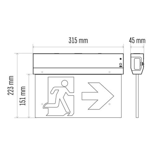 Evakuacinis avarinis šviestuvas EXIT, LED 230V AC 3W 30lm 3val., su baterija, EMOS ZN1210 8592920091043