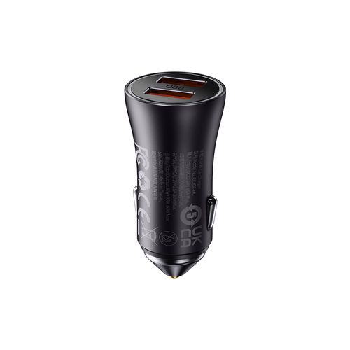 Automobilinis įkroviklis 60W 12-24V 2xUSB QC4+ SCP AFC, pilkas CGJM000013 6932172607982