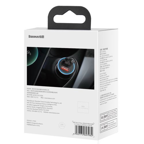 Automobilinis įkroviklis 60W 12-24V 2xUSB QC4+ SCP AFC, pilkas CGJM000013 6932172607982