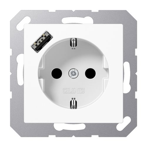 Socket with USB A JUNG A1520-18AWW (white, 16A/250V) JAA152018AWW