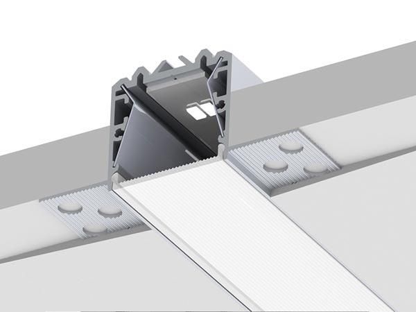 Plaster board profile, RPL135FL US for trimless installation, recess, raw aluminum, suitable with the light reflector VEGA95 (increases light output + 20 %) - 2 m AL-RPL35US-2