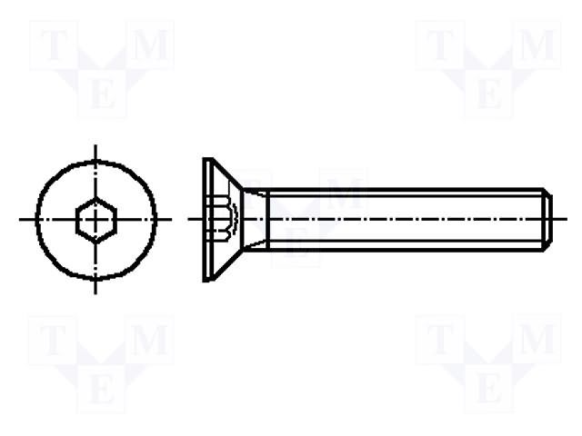 Screw; M3x12; 0.5; Head: countersunk; hex key; HEX 2mm; steel BOSSARD B3X12/BN20