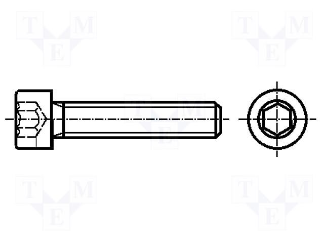 Screw; M3x12; 0.5; Head: cheese head; hex key; HEX 2.5mm; steel BOSSARD B3X12/BN272