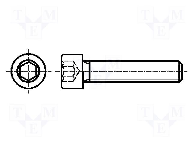 Screw; M3x16; 0.5; Head: cheese head; hex key; HEX 2.5mm; steel BOSSARD B3X16/BN11