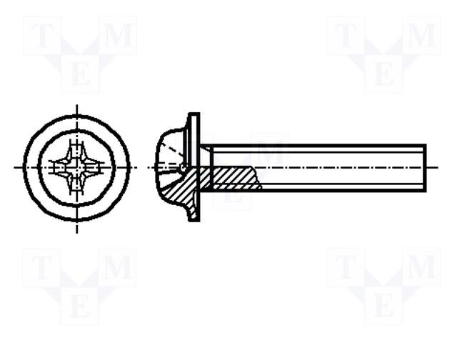 Screw; with flange; M6x16; 1; Head: button; Phillips; PH3; steel BOSSARD B6X16/BN4825