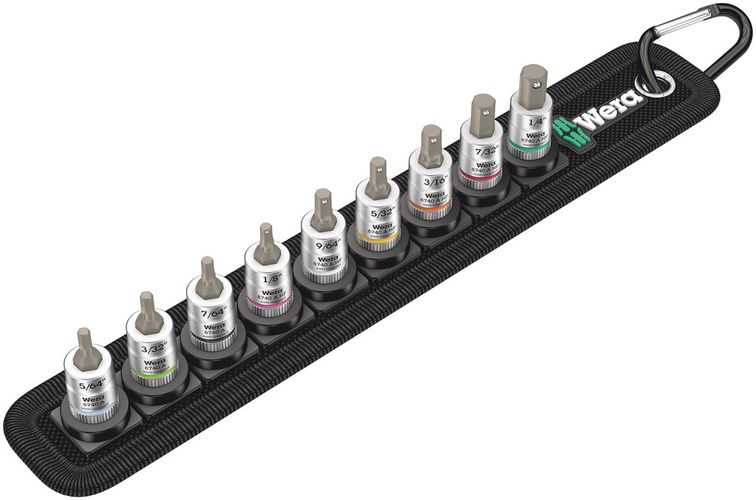 Belt A Imperial 1 Zyklop In-Hex-Plus bit socket set with holding function, 1/4" drive, 1 x 5/64"x28.0; 1 x 3/32"x28.0; 1 x 7/64"x28.0; 1 x 1/8"x28.0; 1 x 9/64"x28.0; 1 x 5/32"x28.0; 1 x 3/16"x28.0; 1 x 7/32"x28.0; 1 x 1/4"x28.0; 1 x 39.0x238.0; 1 x 200.0x 05003884001