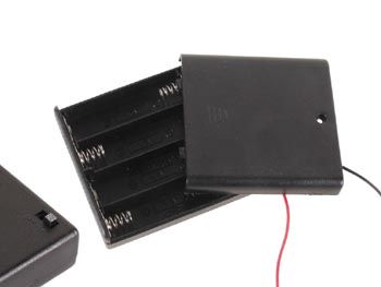 BATTERY HOLDER FOR 4 x AA-CELL (WITH LEAD TERMINALS) + SWITCH BH341BS