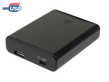 BATTERY HOLDER FOR 4 x AA-CELL (WITH USB CONNECTOR) + SWITCH BH341USB