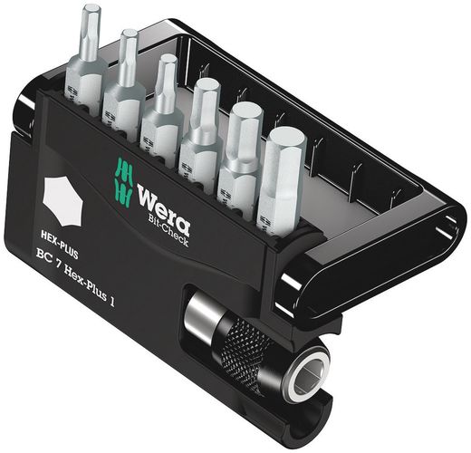 Bit-Check 7 Hex-Plus 1, 1 x 1/4"x52; 1 x 2.0x25; 1 x 2.5x25; 1 x 3.0x25; 1 x 4.0x25; 1 x 5.0x25; 1 x 6.0x25, Wera 05056168001