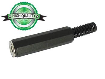 6.35mm PLASTIC BOOT NICKEL FEMALE JACK CONNECTOR - STEREO - BLACK CA034 5410329274573; 5410329237035; 5410329640965