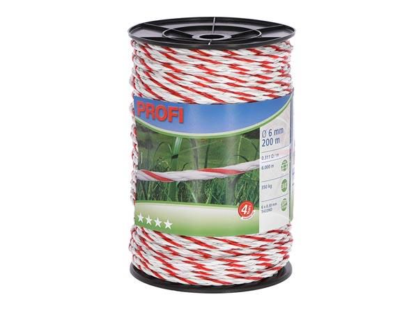 Fencing rope Profi 200 m, Ø 6 mm, white/red, 6x0,30 TriC COR59509 4018653595091