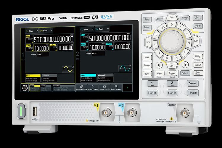 Funkcinis generatorius DG852 Pro 2 kanalų 50MHz 625MSa/s 16 bitų 2Mpts RIGOL DG852 Pro 6973332408087