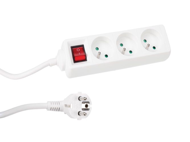 3-WAY SOCKET-OUTLET WITH SWITCH - 3 m CABLE - WHITE - FRENCH SOCKET EB3S-3 5410329346775; 5410329525118