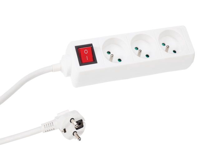 3-WAY SOCKET-OUTLET WITH SWITCH - 1.5 m CABLE - FRENCH SOCKET EB3S 5410329345310; 5410329524630