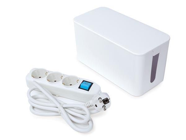 3-WAY SOCKET OUTLET WITH CABLE ORGANIZER - 1.5 m CABLE - WHITE - SCHUKO EB3WSWOG 5410329720537; 5410329720544