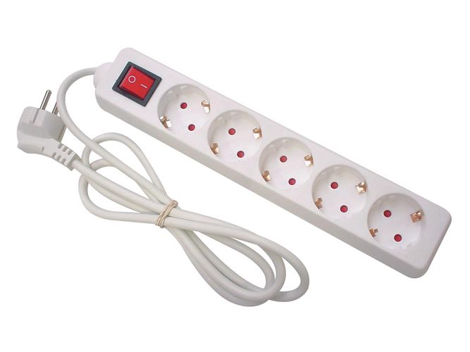 5-WAY SOCKET-OUTLET WITH SWITCH - 1.5 m CABLE - WHITE - SCHUKO EB5S-G 5410329427436; 5410329538316