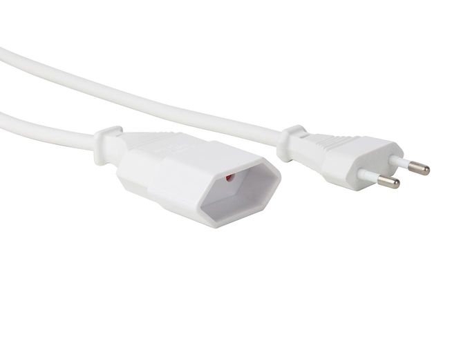 EXTENSION CABLE - 1.8 m - WHITE - 2G0.75 - CEE 7/16 "Europlug"+ C7 EC018DWN 5410329727635