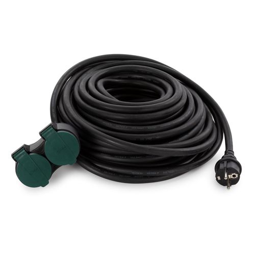 OUTDOOR EXTENSION CORD WITH 2 OUTLETS - 20 m - BLACK - 3G2.5 - SCHUKO EGEC25220G 5410329721091; 5410329721107