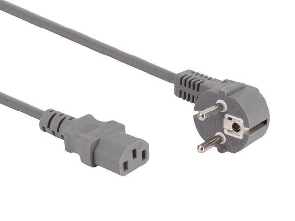 POWER CORD GREY CEE 7/7 90° + C13 L=3.0 m, 3G1.0 mm² EPC030AG100 5410329656416; 5410329669072