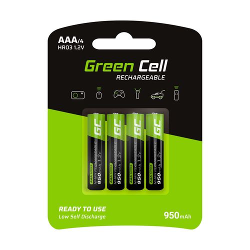 Green Cell Rechargeable Batteries 4x AAA HR03 950mAh GR03 5903317225836
