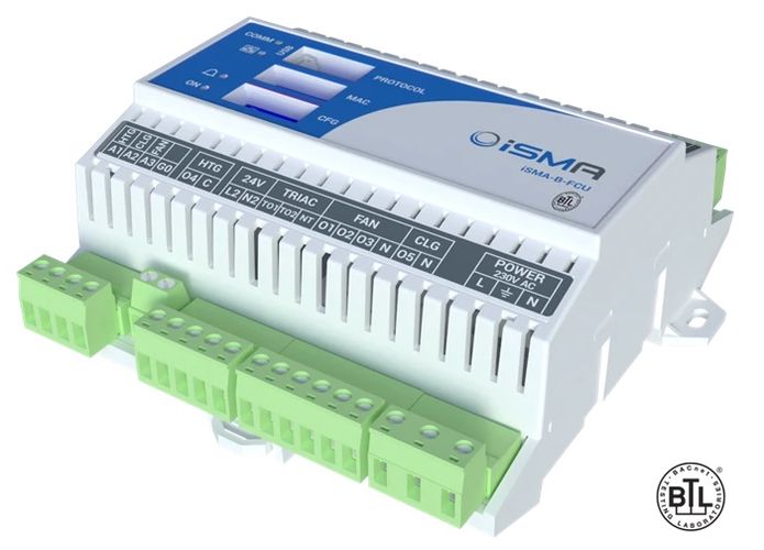 Laisvai programuojamas Sedona valdiklis  iSMA-B-FCU-HL, Modbus RTU/ASCII, BACnet MSTP, 230VAC, 4DI, 4SI, 1DO-HTG, 1DO-CLG, 3DO-FAN, 2TO iSMA-B-FCU-HL