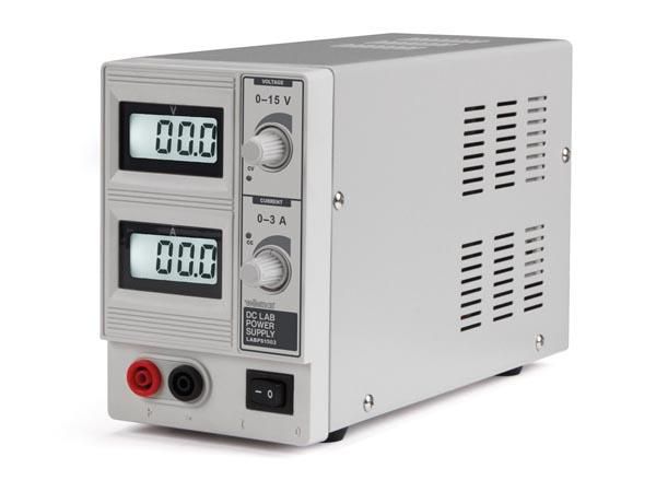 DC LAB POWER SUPPLY 0-15 VDC / 0-3 A MAX WITH DUAL LCD DISPLAY LABPS1503