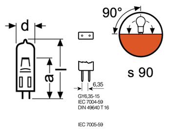 ГАЛОГЕННАЯ ЛАМПА OSRAM 100Вт / 12В, HLX (FCR) GY6.35, 3600 Лм, 50ч LAMPOS64625 4050300006703