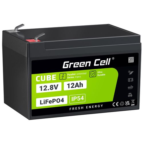 Green Cell CUBE LiFePO4 12Ah 12.8V 153.6Wh Lithium Iron Phosphate Battery for Wheelchair, Toy, Scooter LFPGC12V12AH 5904326374881