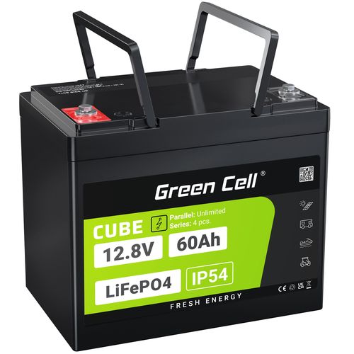 Green Cell CUBE LiFePO4 60Ah 12.8V 768Wh Lithium Iron Phosphate Battery for Electric Motors, Camper, Lifts LFPGC12V60AH 5904326374850