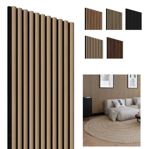 Perel Acoustic wallpanel Oak-Black, 1250 x 300mm, 11 lamella 10 x 20mm, felt 8mm (4pcs) M-Z80811 5410329762261; 5410329762261