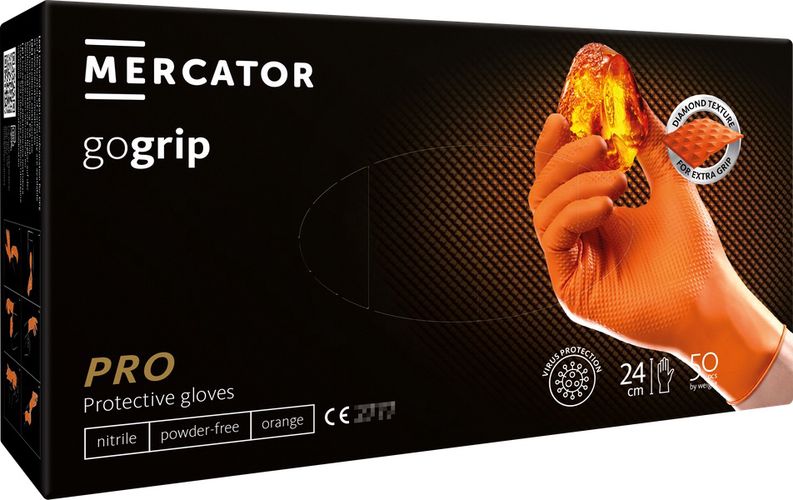 Nitrile gloves GoGrip orange size XXL, 50 pcs, MERCATOR MER20338 8859185203384
