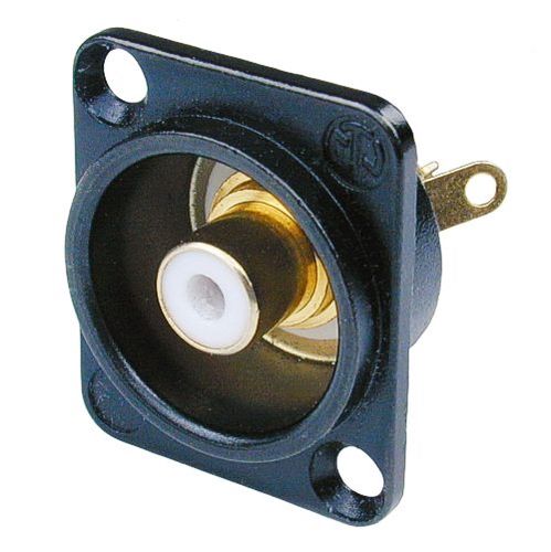 White RCA socket, panel mount, black panel NEUTRIK NTR-NF2D-B-9