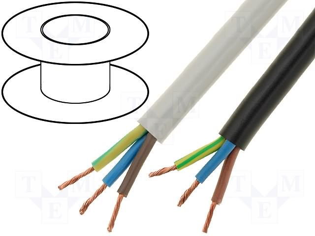 Wire; H03VV-F,OMY; 2x0.75mm2; round; stranded; Cu; PVC; white; 300V TECHNOKABEL OMY2/0.75-B