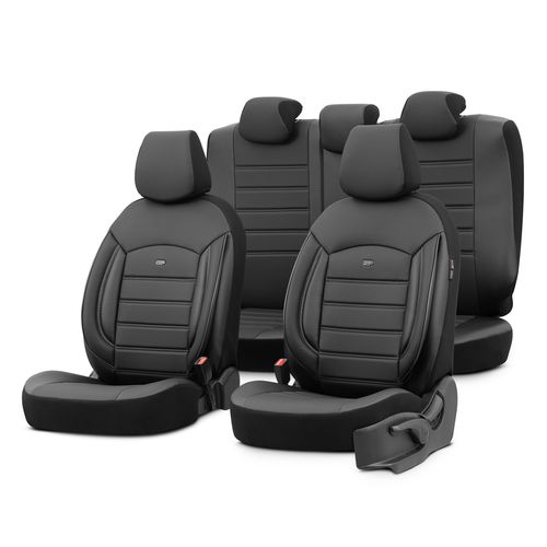 Car seat covers set OTOM INSPIRE 3501 BLACK ECO-LEATHER 3-ZIP, OTOM 8681892855118